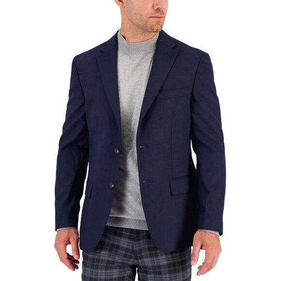 Tommy Hilfiger Mens Modern-Fit Twill Sport Coat 44 Long Navy - NWT $295